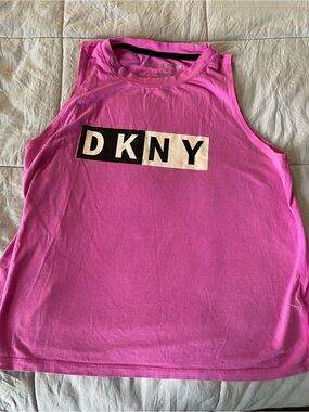DKNY Hot Pink Logo Muscle Tank